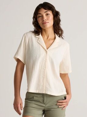 NWOT Quince 100% Organic Cotton Gauze Short Sleeve Top